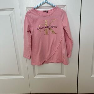 Calvin Klein Kids Pink Long Sleeve Tee with Gold Logo